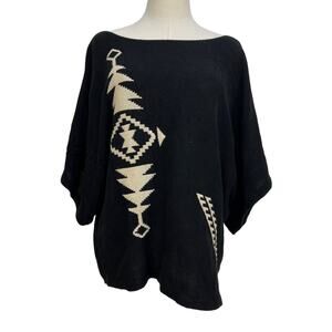 Lauren Ralph Lauren Black Knit Linen & Cotton Sweater